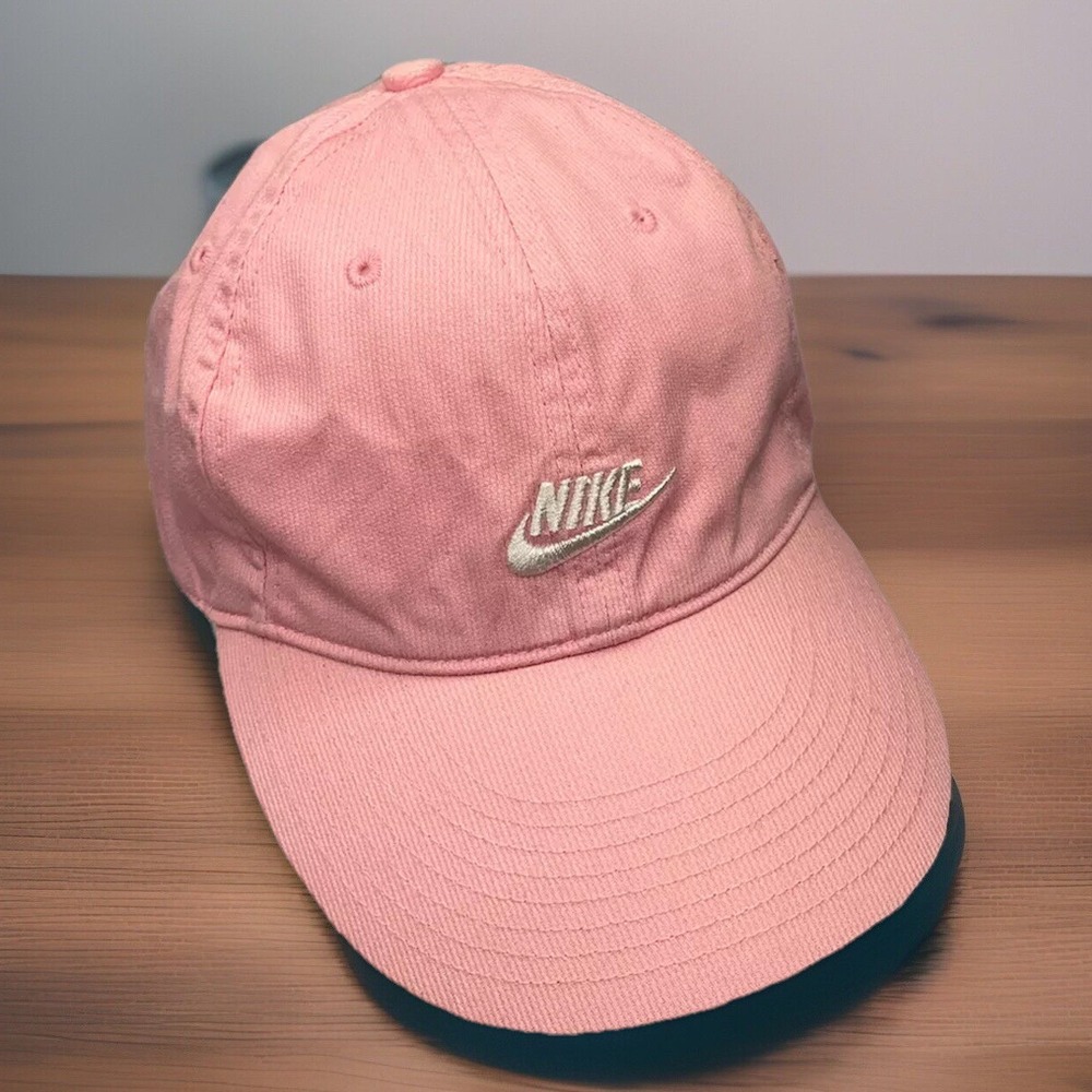 Nike Hat Baseball‎ Cap Pink White Swoosh Logo Y2K Retro Adjustable Strap Vintage